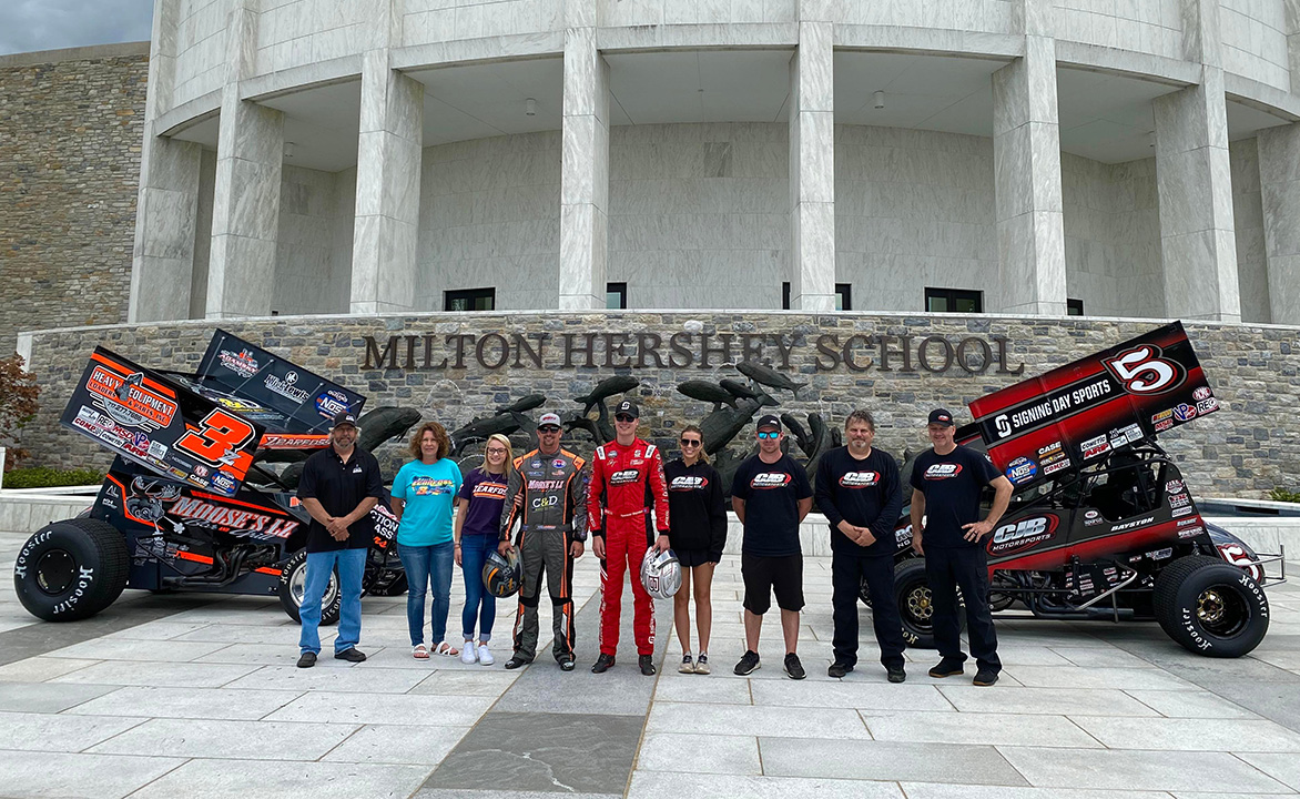 World of Outlaws drivers visit Milton Hershey School