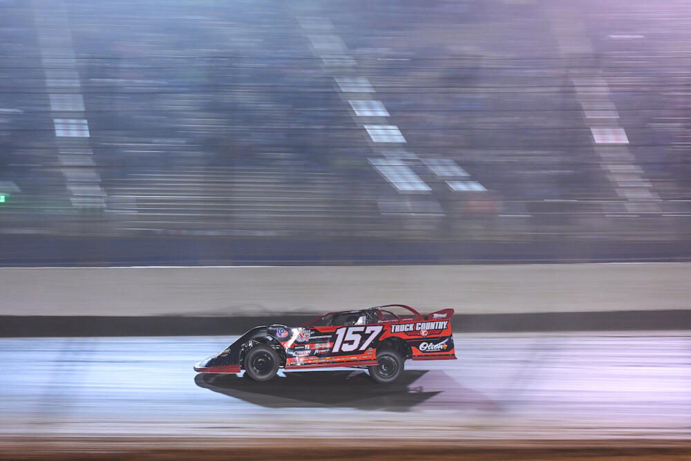 Mike Marlar racing his Late Model for Skyline Motorsports at The Dirt Track at Charlotte Motor Speedway