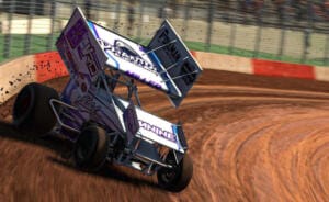Kenny Miller driving his #23 iRacing Sprint Car at Lincoln Speedway