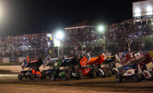 The World of Outlaws Four-Wide Salute