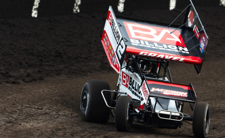 David Gravel driving the Billion Auto #2 at Huset's Speedway