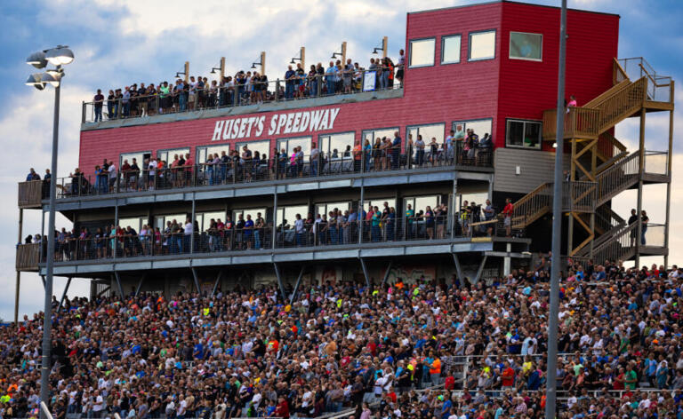 The Huset's Speedway grandstands filled with fans