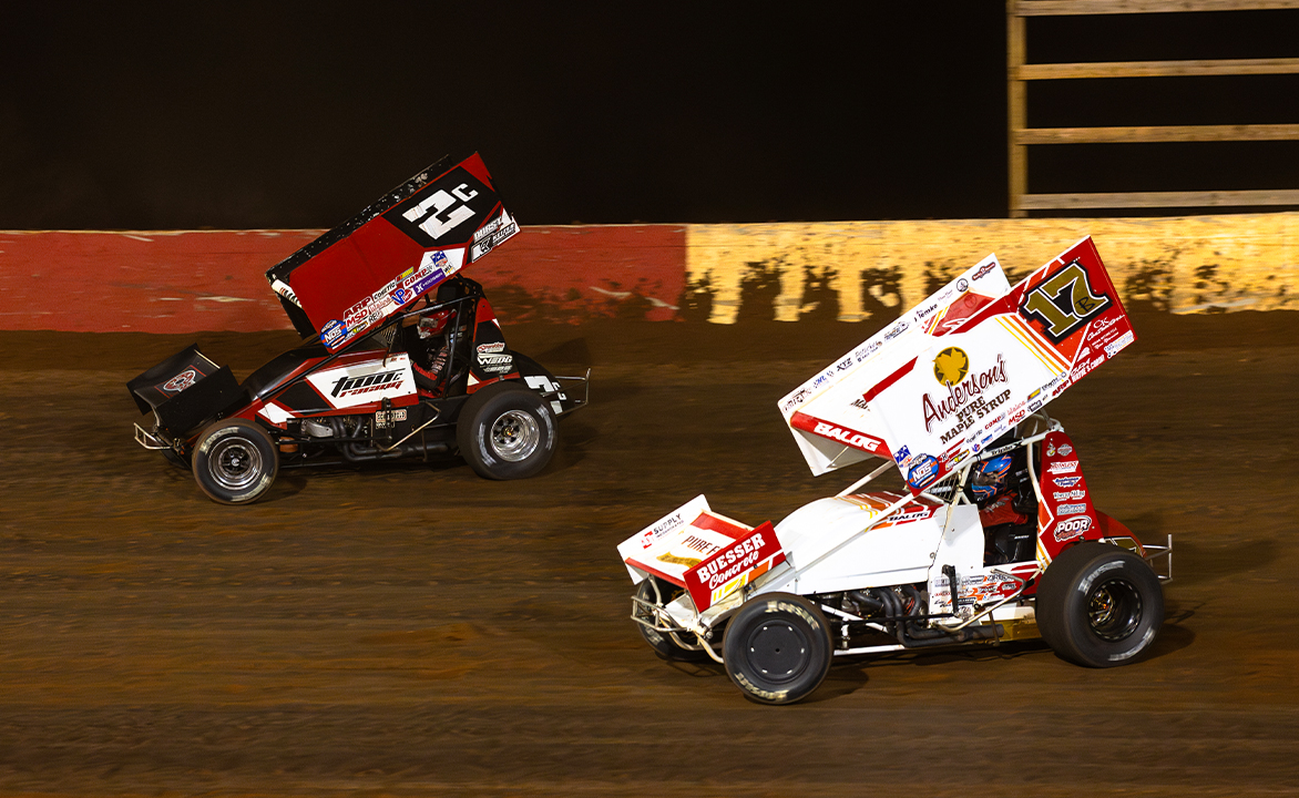Bill Balog racing Cole Macedo at Talladega Short Track