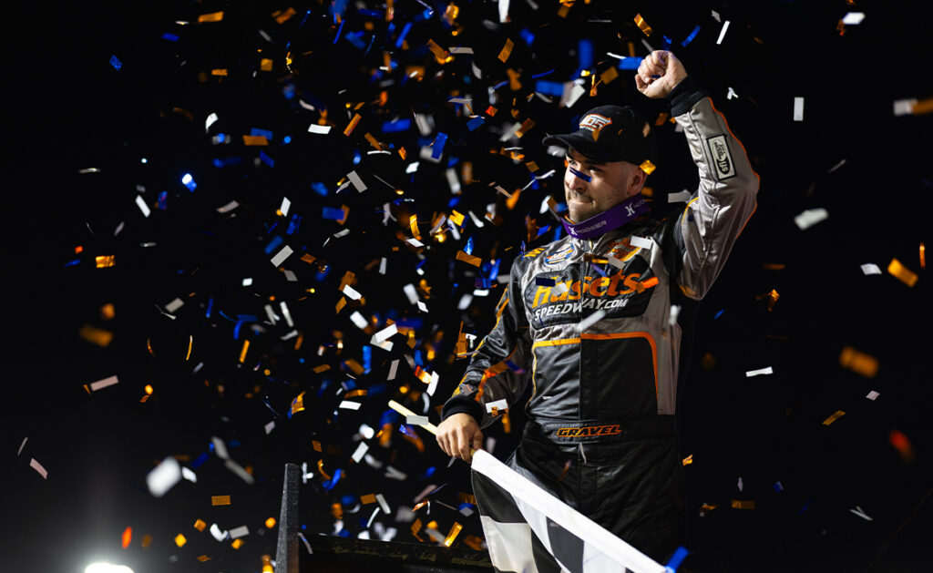 David Gravel celebrates with a wing dance
