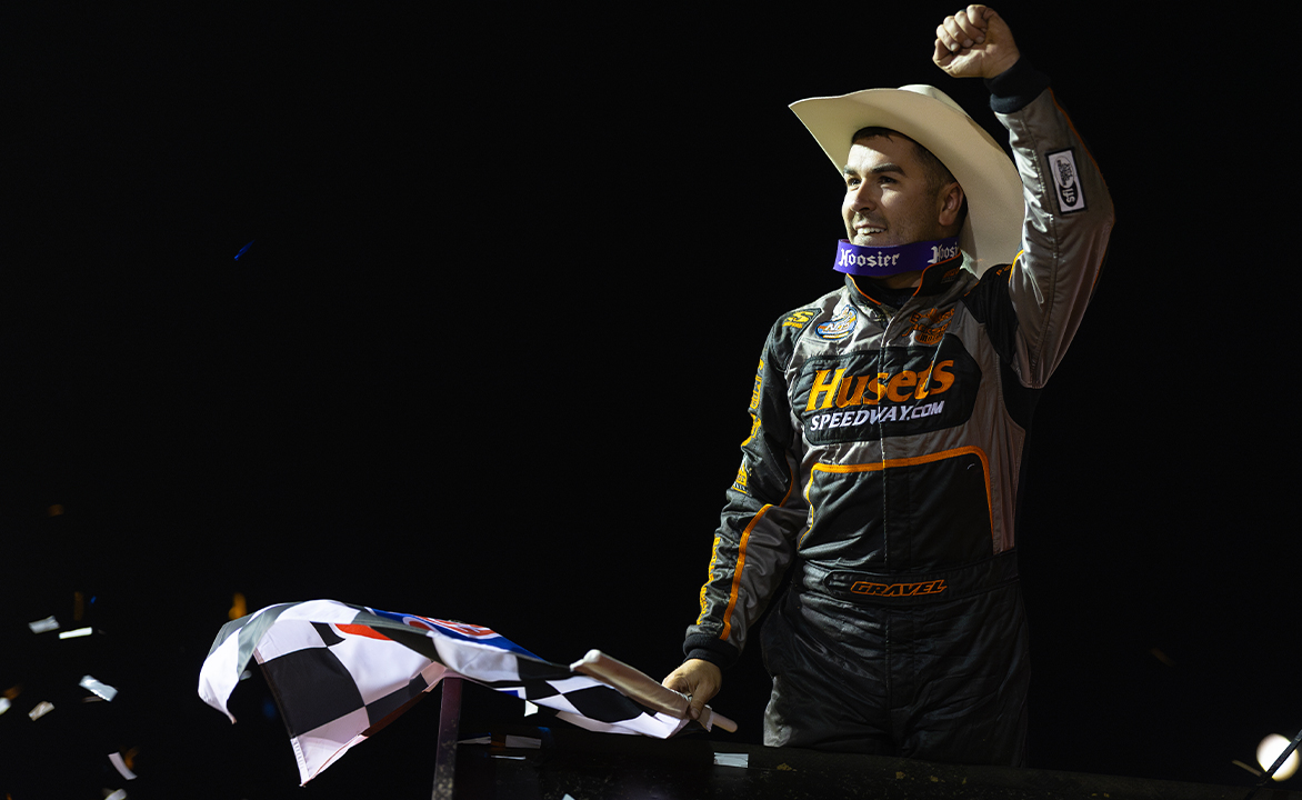 David Gravel celebrates with a cowboy hat on