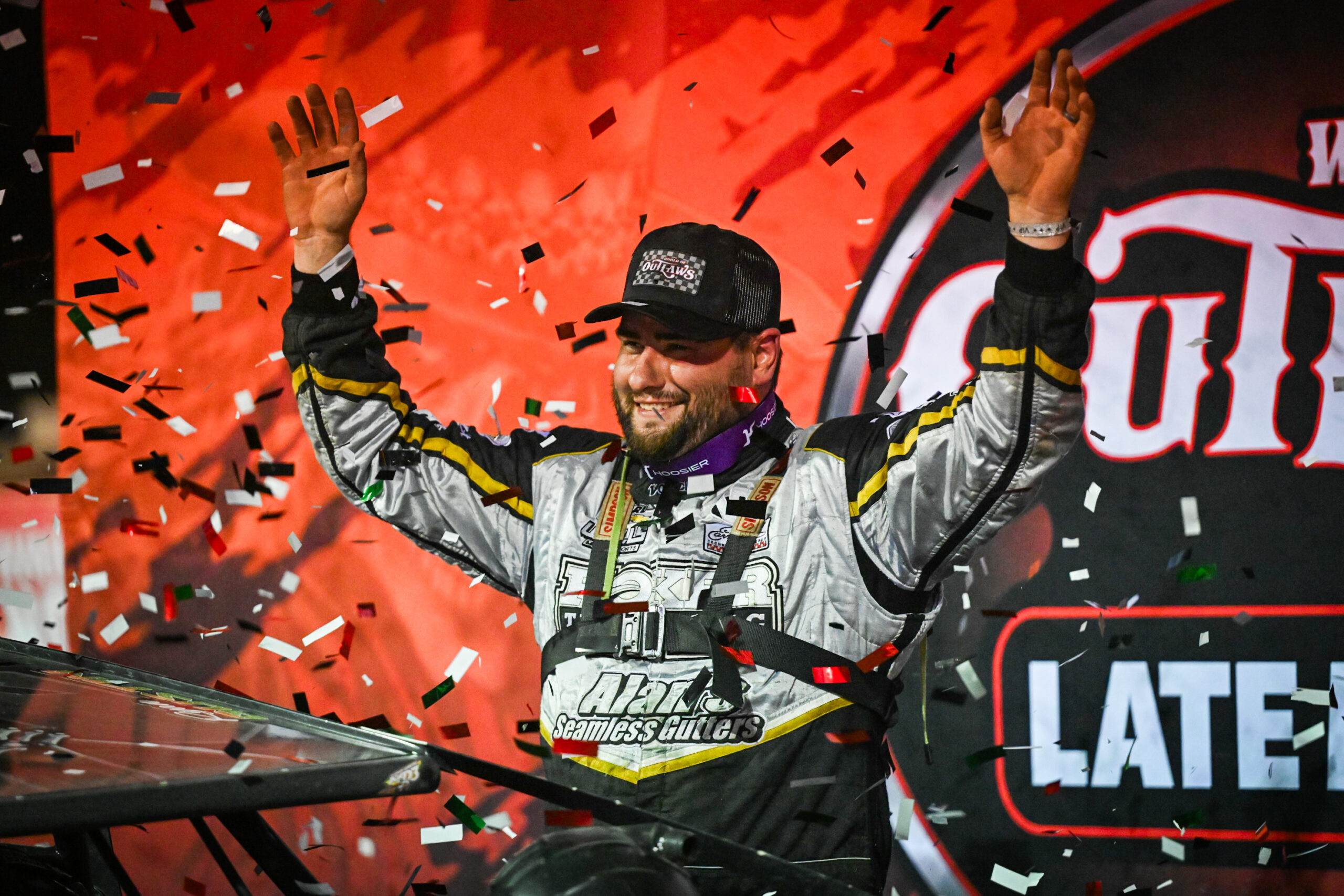 Gustin celebrating in Victory Lane