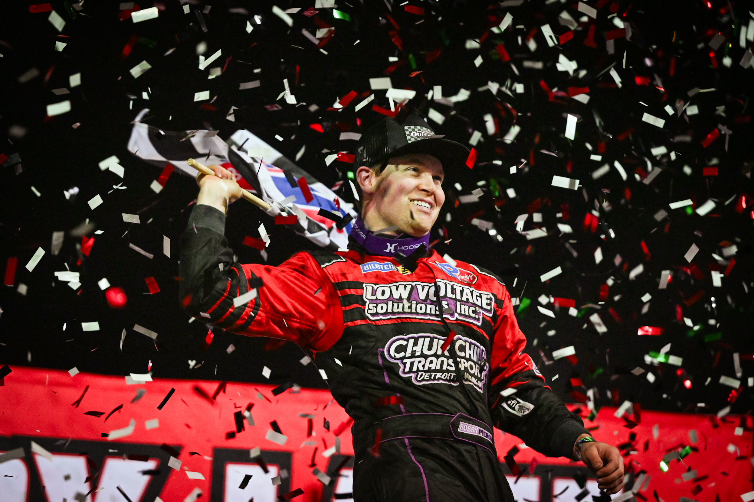 Pierce celebrating in Victory Lane