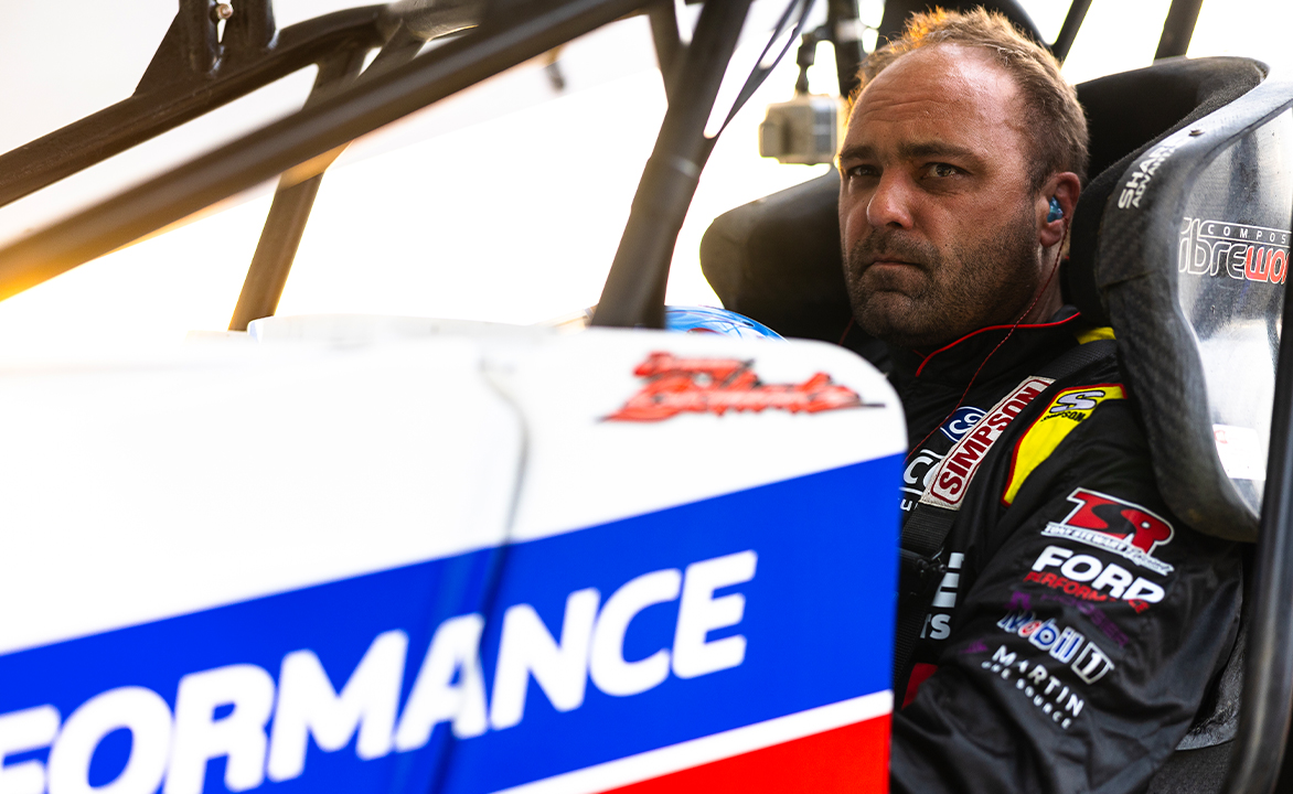 Donny Schatz sits in the Tony Stewart/Curb Agajanian No. 15