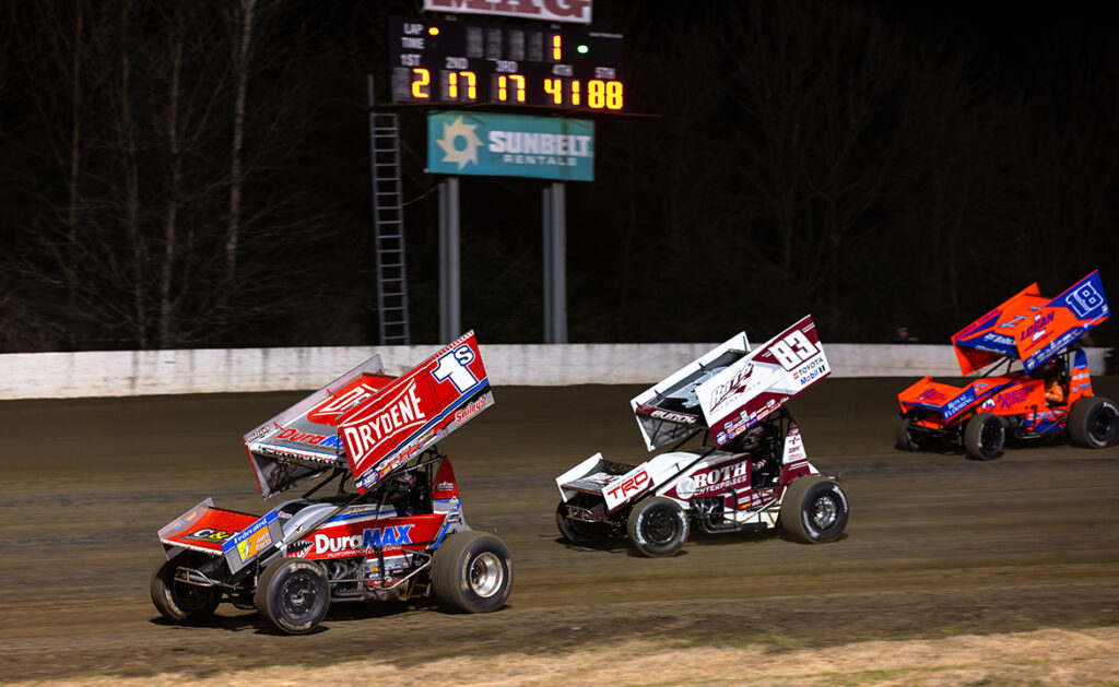 Logan Schuchart, Buddy Kofoid, and Gio Scelzi racing