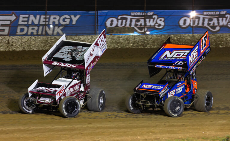 Buddy Kofoid and Sheldon Haudenschild race side by side
