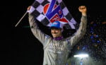 Chase Dietz celebrating at BAPS Motor Speedway