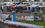 Knoxville Raceway pit area with Sprint Cars