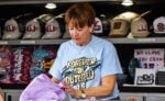 Diane Schatz in Donny Schatz's merchandise trailer