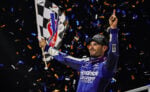 Kyle Larson celebrates at Knoxville Raceway