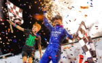 Kyle Larson celebrates in Knoxville Nationals Victory Lane