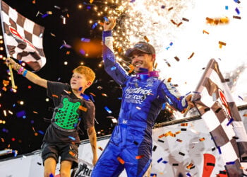 Kyle Larson celebrates in Knoxville Nationals Victory Lane