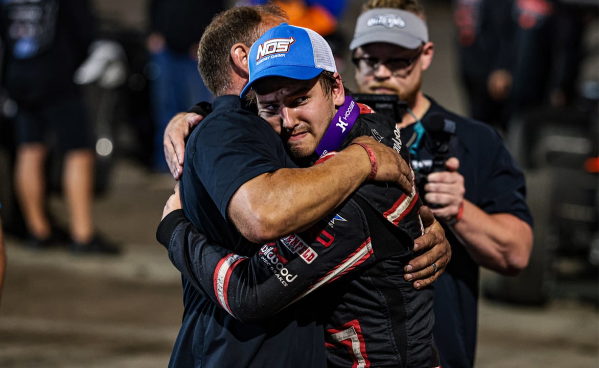 Emerson Axsom hugging his father Joe Axsom