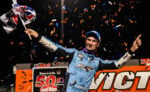 Buddy Kofoid celebrates at Huset's Speedway