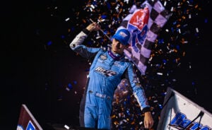 Buddy Kofoid celebrating at El Paso County Raceway