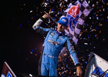Buddy Kofoid celebrating at El Paso County Raceway