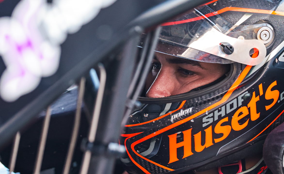David Gravel with his helmet on