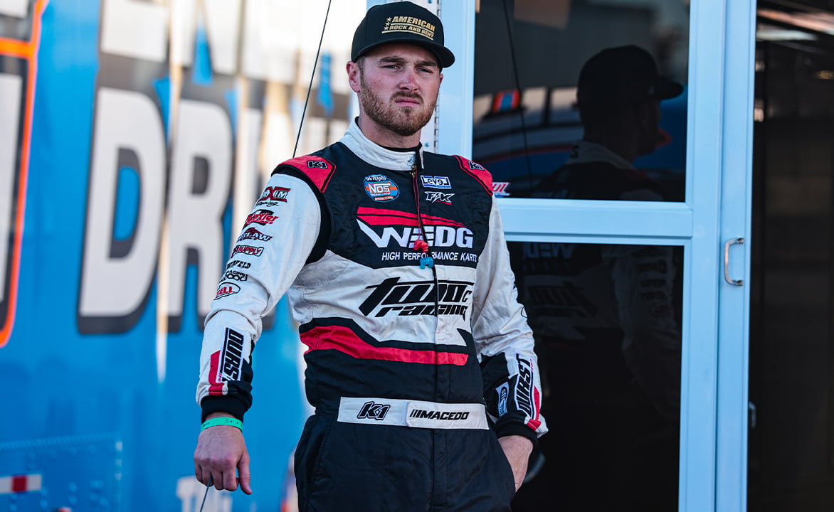 Cole Macedo in his fire suit