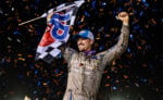 Chase Dietz celebrates at Williams Grove Speedway