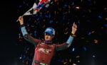 Buddy Kofoid celebrates at Millstream Speedway