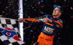 Sheldon Haudenschild celebrates at Mansfield Speedway