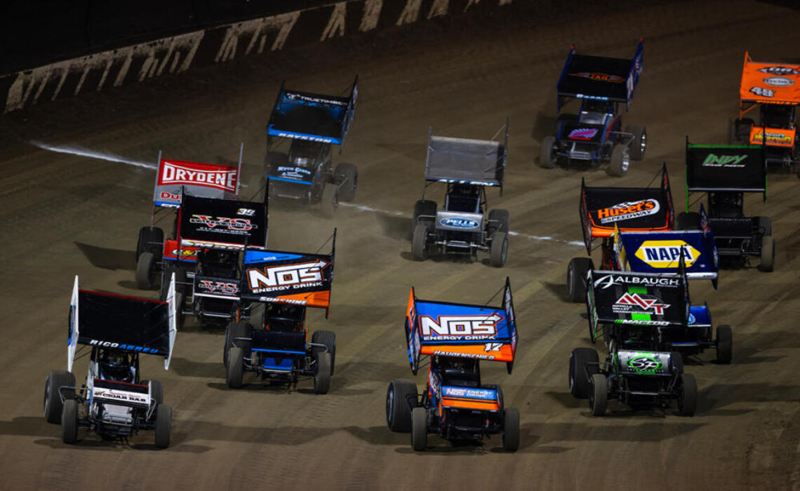 The World of Outlaws take the green flag for the Feature at Eldora Speedway