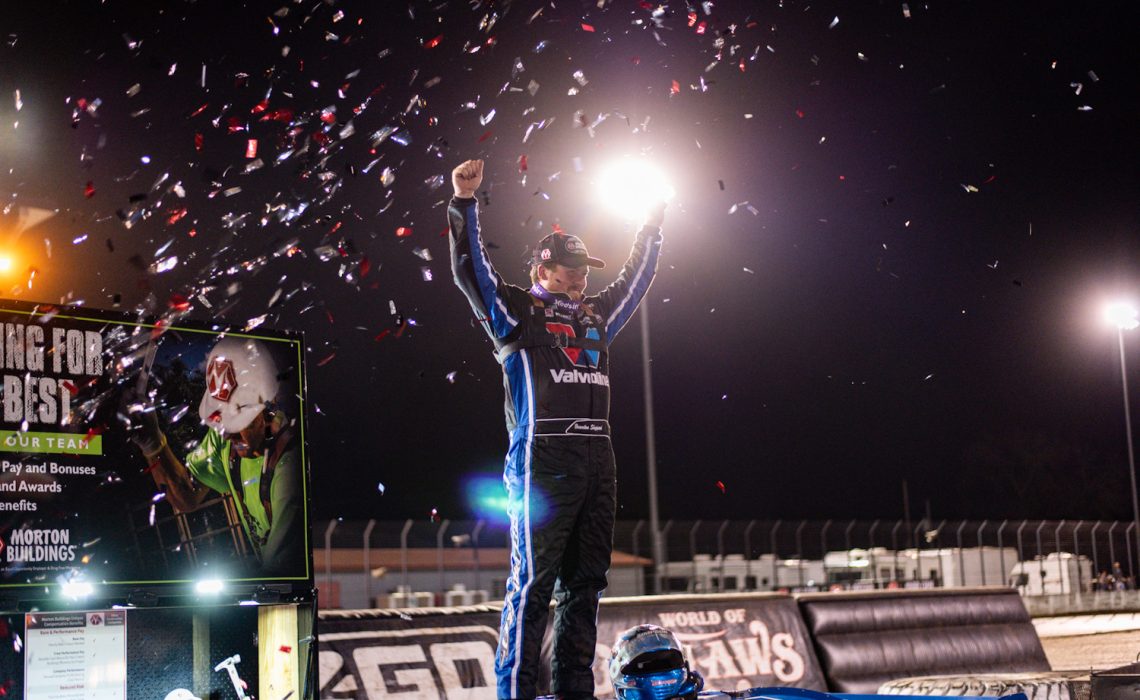 Sheppard celebrated his 58th career World of Outlaws Late Model feature win on Saturday night.