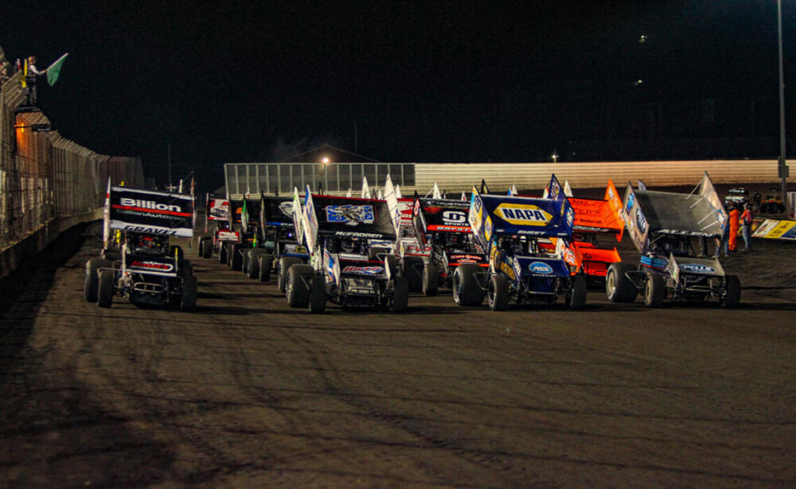 The World of Outlaws Four-Wide Salute at Jackson Motorplex